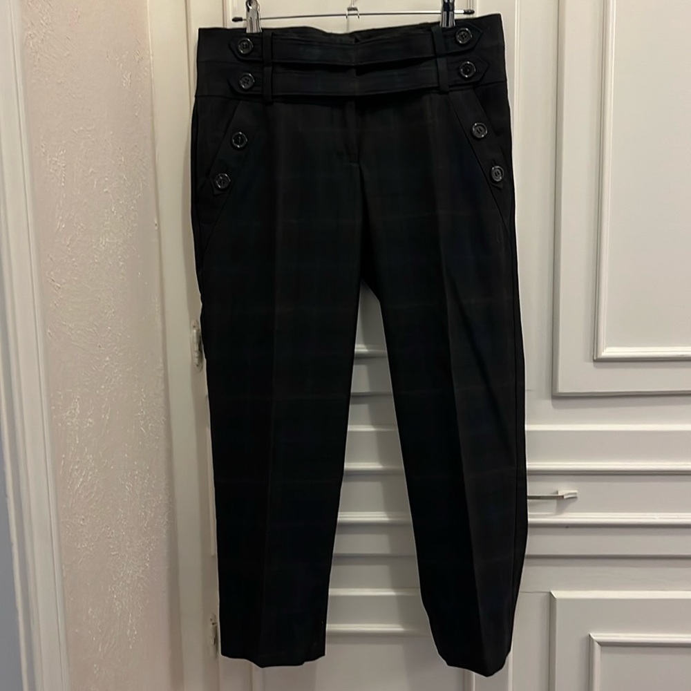 Anthropologie Black/brown/blue subtle plaid Sailor-Style pants